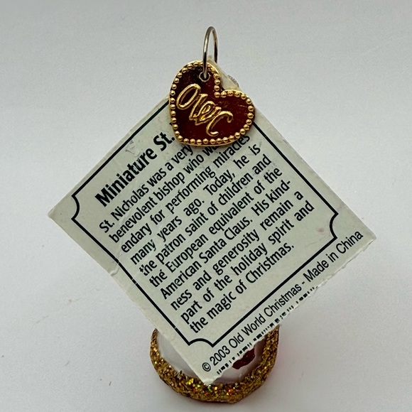 OWC Old World Christmas Blown Glass Miniature St. Nick #40065 Santa Ornament 2” - Picture 2 of 3